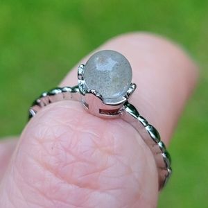 Dark Water Fortune Teller Crystal Ball Adjustable Band 925 Silver Ring